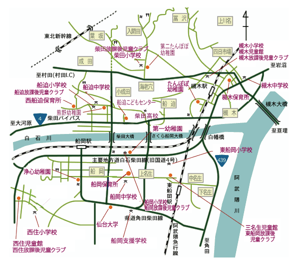 保育所・幼稚園・学校の位置図